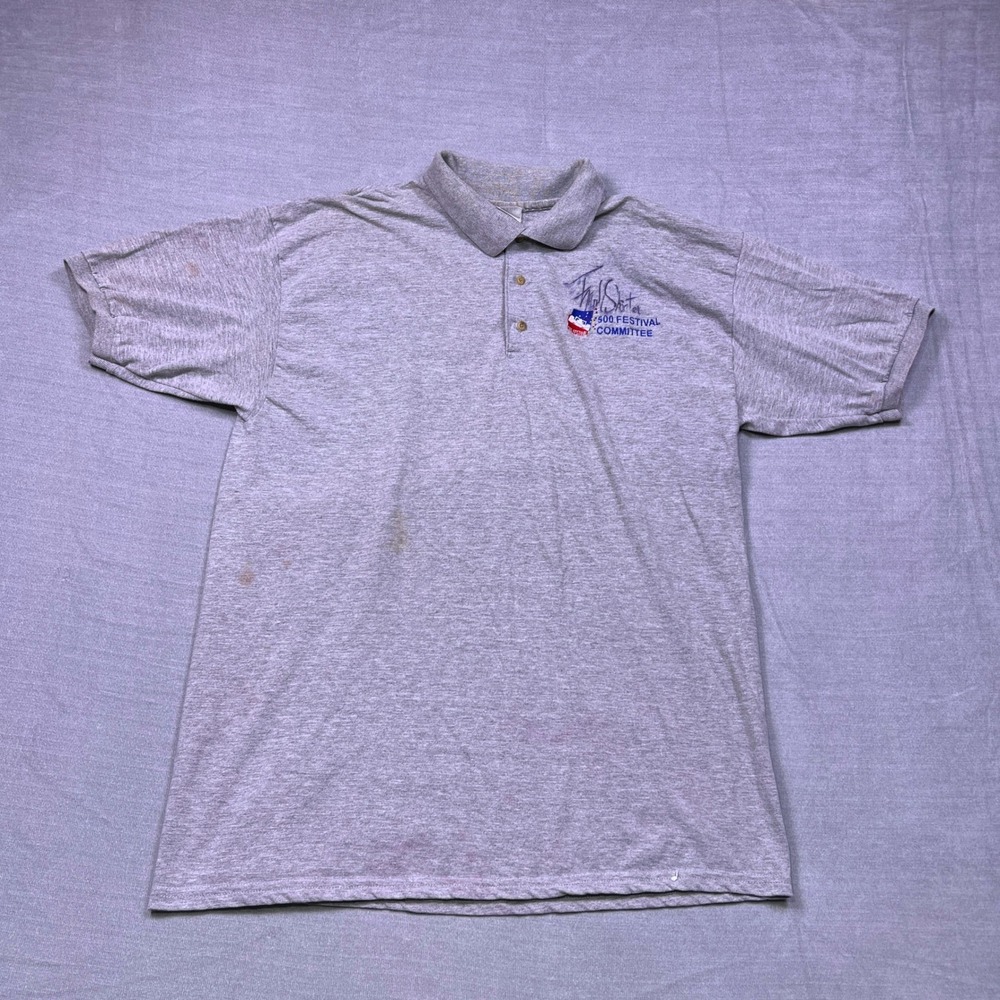 VTG SIGNED Indy 500‎ Festival Committee Gildan Mens XL Gray Polo Shirt